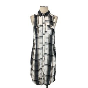 BP- Navy White Plaid Sleeveless Dress Size XS